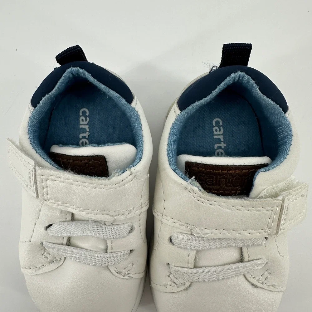 Carter's Every Step Kyle First Walker Sneakers White Navy Size 2.5 Hook & Loop